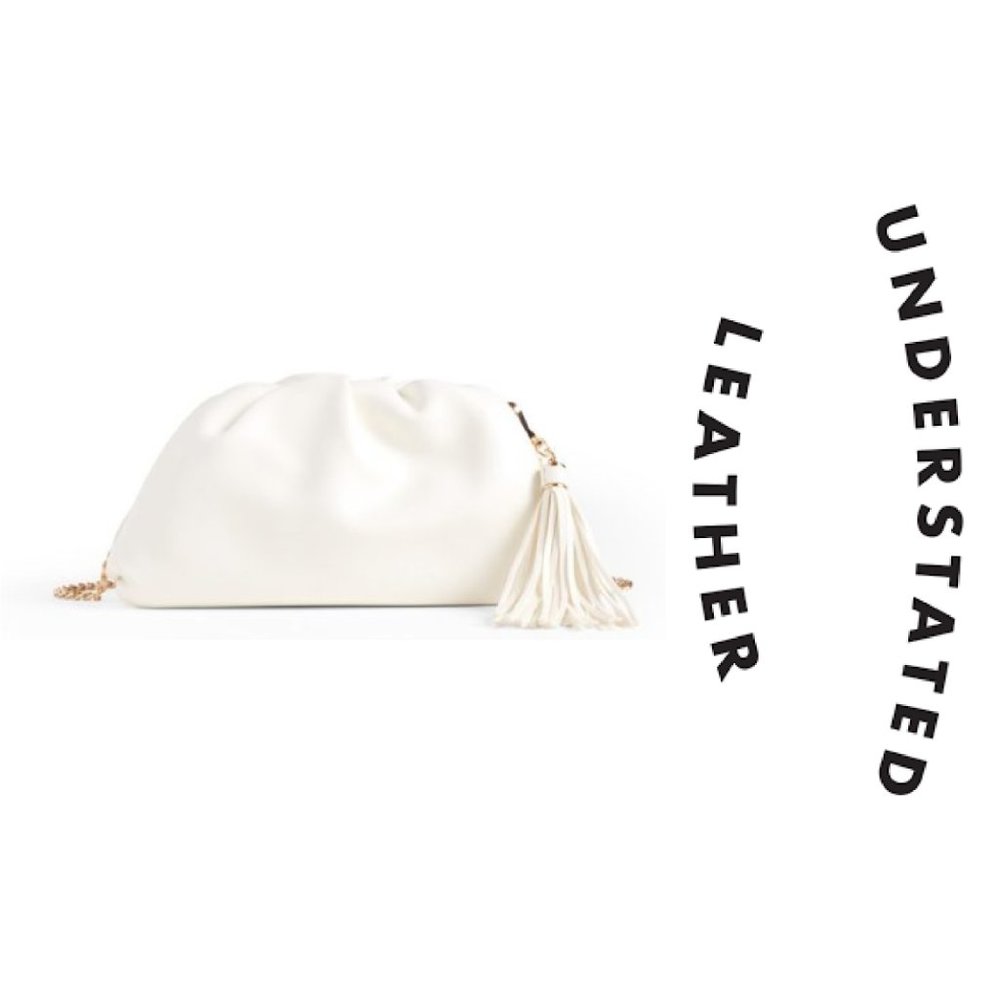 Understated Leather Leather Crescent Clutch Ivory